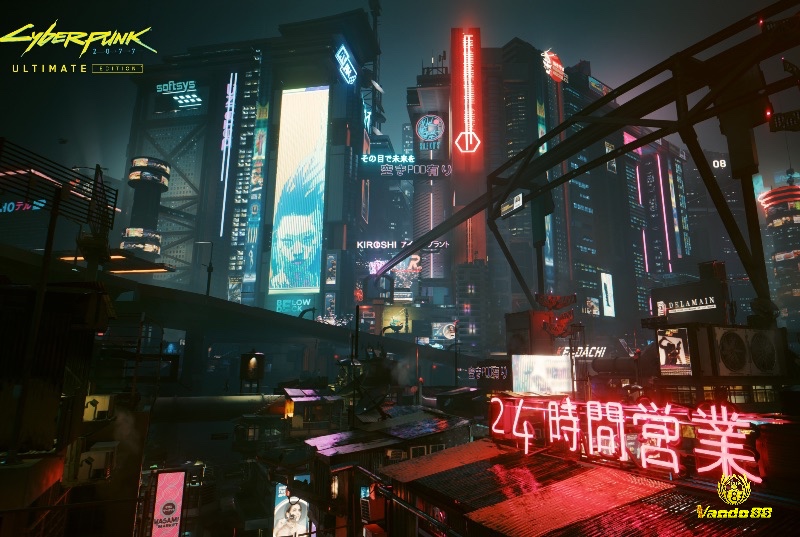 Night City lung linh về đêm trong Cyberpunk 2077 – top game đồ hoạ đẹp minh chứng cho đồ họa tả thực đỉnh cao.