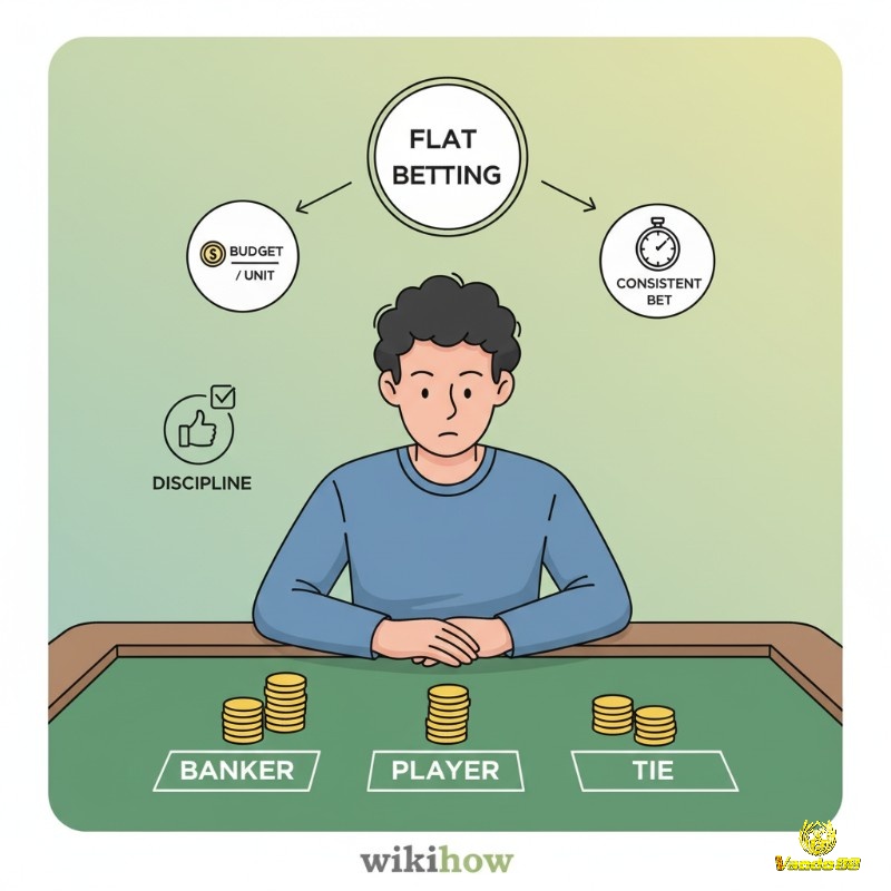 Người chơi baccarat áp dụng flat betting, phân chia ngân sách và đặt cược cố định vào Banker, Player hoặc Tie