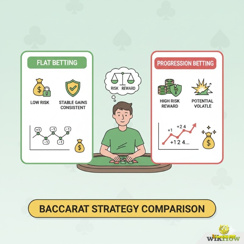 Người chơi baccarat so sánh flat betting, với các chiến lược cá cược khác để chọn phương pháp phù hợp