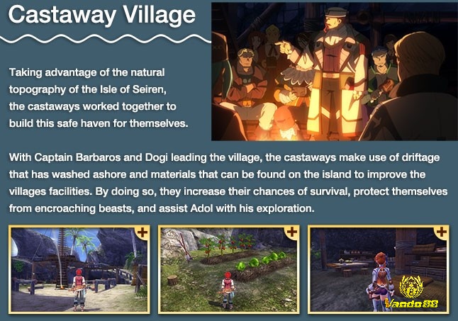 Castaway Village trong Ys VIII là lõi tiến trình: cứu người, mở dịch vụ, và tạo cảm giác “nhà”
