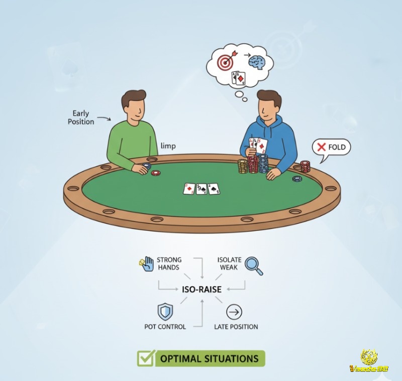 Người chơi poker thực hiện iso-raise để cô lập đối thủ và kiểm soát pot trong các tình huống cụ thể