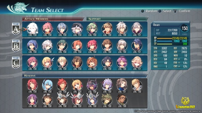 Nhiều nhân vật JRPG đứng chung trong một cảnh hội thoại lớn