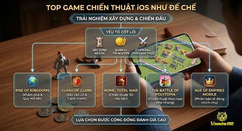 Tổng hợp top game chiến thuật iOS giống Đế Chế, tập trung vào xây dựng, quản lý, chiến đấu được cộng đồng đánh giá cao