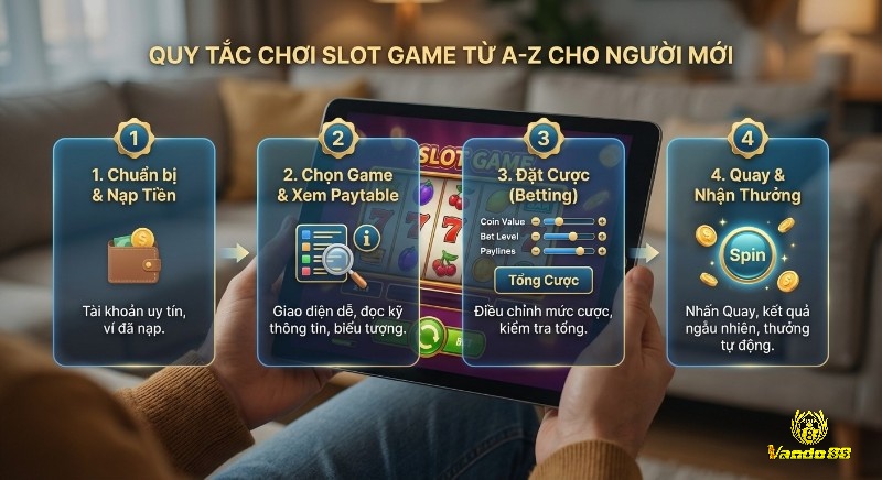 Hướng dẫn 4 bước chơi slot game từ A-Z cho người mới: nạp tiền, chọn game, đặt cược và quay thưởng trong máy slot (slot machine) là gì