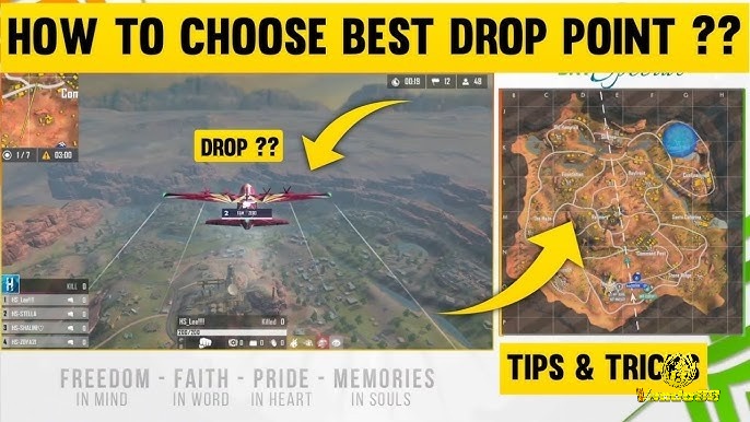Thủ thuật chơi free fire qua lựa chọn điểm rơi đầu trận