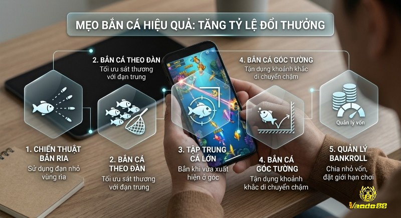 Tổng quan chiến lược 5 mẹo bắn cá hiệu quả giúp tăng tỷ lệ đổi thưởng, từ bắn ria, cá đàn đến quản lý bankroll