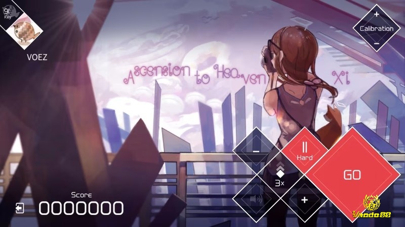 Giao diện VOEZ với các lane nhạc chuyển động theo tiết tấu