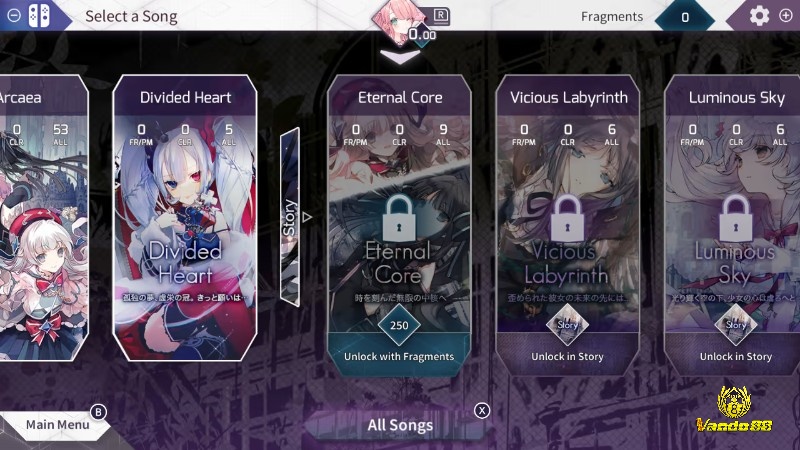 Màn chơi Arcaea với nốt nhạc nổi và nền cảnh huyền ảo giàu chiều sâu