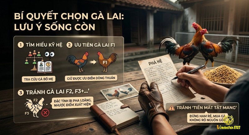 Bí quyết chọn gà lai đá chiến: 3 lưu ý sống còn giúp tra cứu phả hệ, ưu tiên F1 và tránh tiền mất tật mang