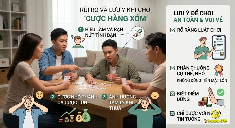 Tổng quan về rủi ro và lưu ý để tham gia Neighbors Bet an toàn, tránh hiểu lầm, cá cược lớn, bảo vệ tình bạn