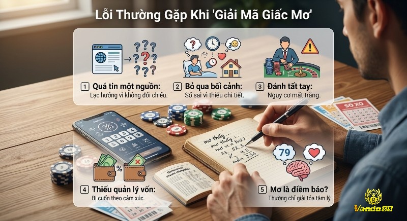 Tổng hợp 5 sai lầm thường gặp khi giải mã giấc mơ tìm số đề, cảnh báo rủi ro đánh tất tay và thiếu quản lý vốn