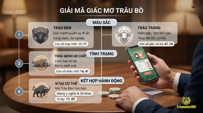 Mơ thấy trâu bò số mấy? Thông tin trâu đen (17, 71), trâu trắng (47, 74), trâu bệnh/chết (14, 41), ví dụ trâu đen húc (17, 07)