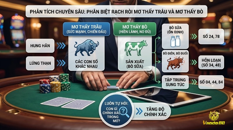 Phân biệt giấc mơ thấy trâu và bò, khám phá ý nghĩa về sức mạnh, sự hiền hòa, tài lộc sung túc cùng các con số liên quan như 04, 24, 34, 44, 48, 78, 84