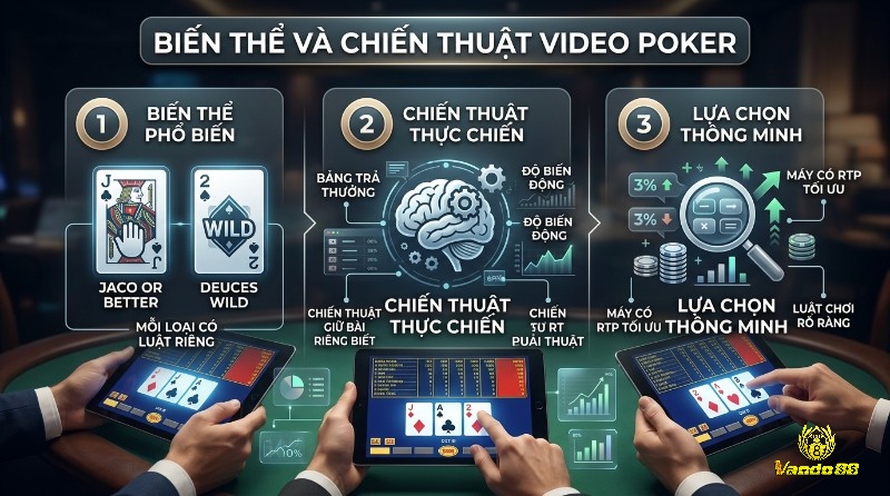 Biến thể Video Poker Jacks or Better, Deuces Wild, chiến thuật giữ bài, lựa chọn thông minh máy RTP tối ưu và luật chơi rõ ràng