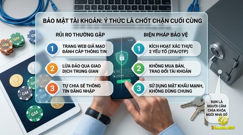 Bảo vệ tài khoản game: tránh lộ thông tin, nhận diện các chiêu trò giả mạo, kích hoạt 2FA, dùng mật khẩu khó đoán và hạn chế giao dịch tài khoản trong tencent game liên quân mobile