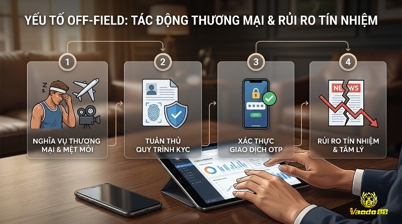 Phân tích yếu tố Off-Field: nghĩa vụ thương mại gây mệt mỏi, quy trình KYC, xác thực OTP, rủi ro tín nhiệm và tâm lý